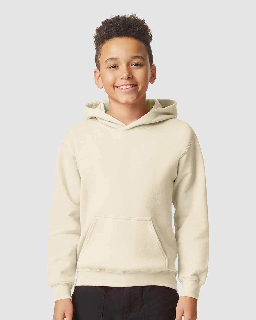 Youth Softstyle® Midweight Hooded Sweatshirt - OnModelFront - B00960732 - Sand