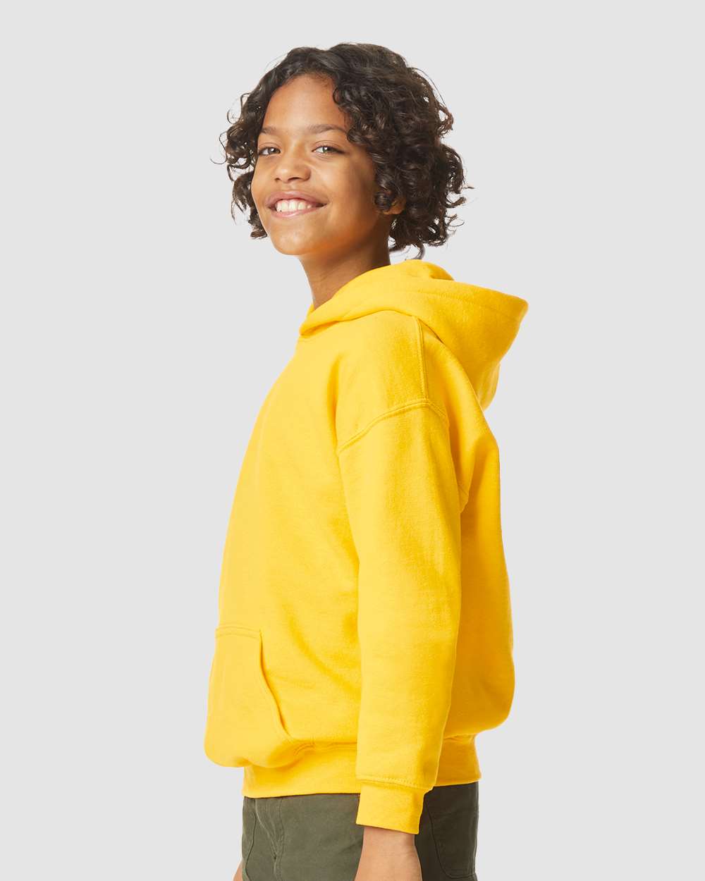 Youth Softstyle® Midweight Hooded Sweatshirt - OnModelSide - B00960402 - Daisy