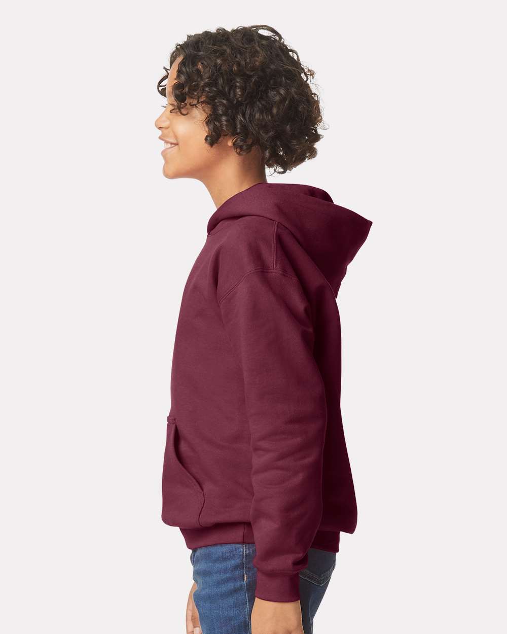 Youth Softstyle® Midweight Hooded Sweatshirt - OnModelSide - B00960532 - Maroon