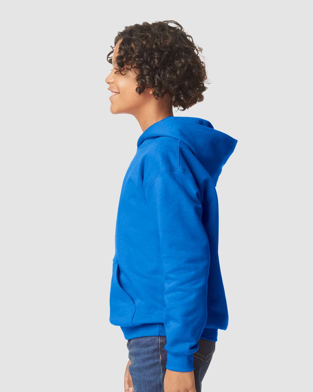 Youth Softstyle® Midweight Hooded Sweatshirt - OnModelSide - B00960752 - Royal