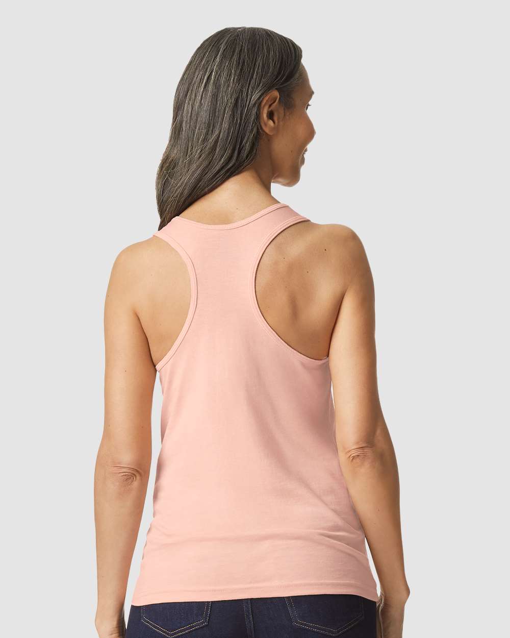 Women's Softstyle® CVC Racerback Tank Top - OnModelBack - B02160303 - Dusty Rose