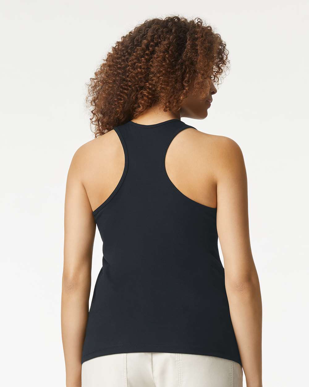 Women's Softstyle® CVC Racerback Tank Top - OnModelBack - B02160503 - Pitch Black
