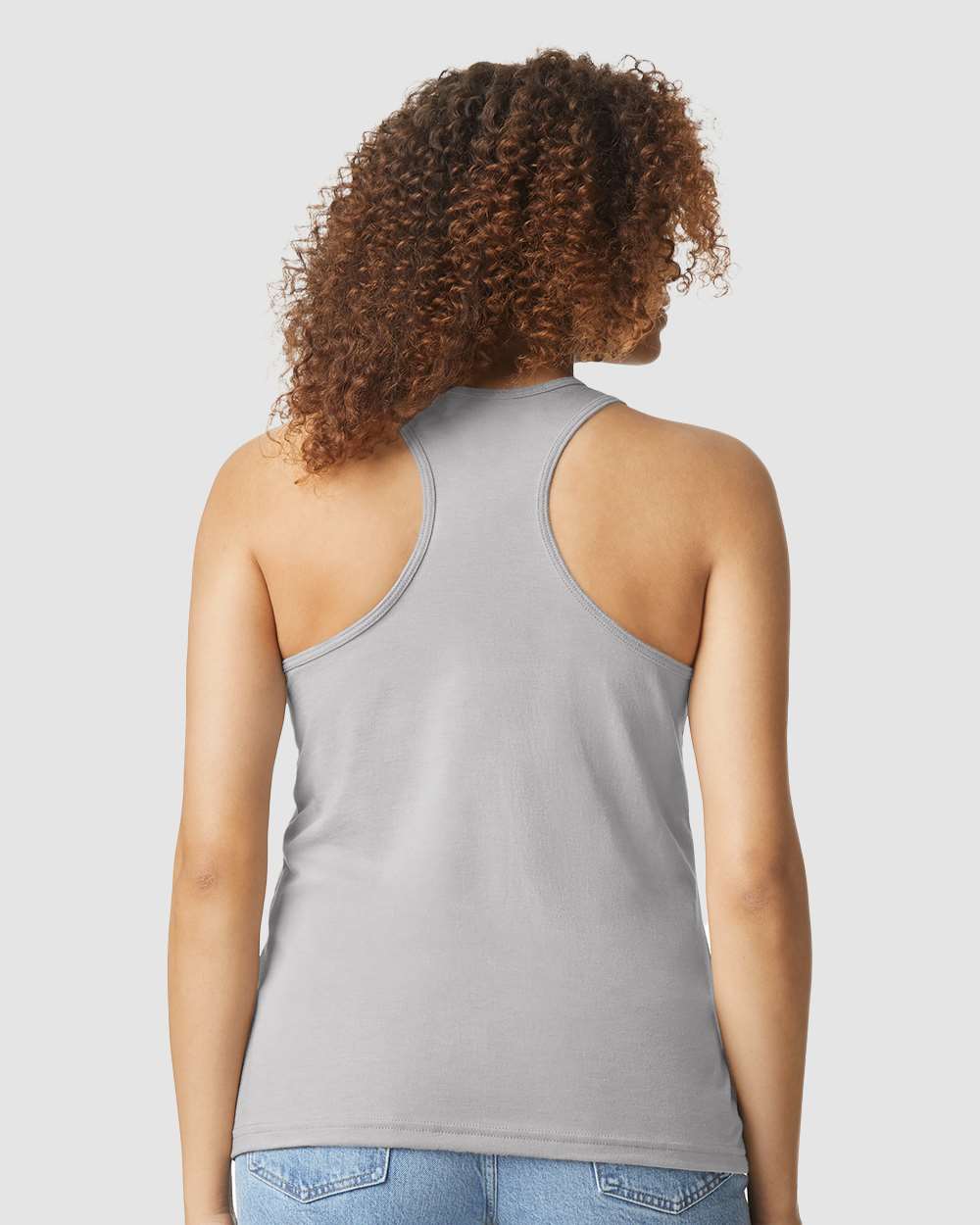 Women's Softstyle® CVC Racerback Tank Top - OnModelBack - B02160583 - Cement