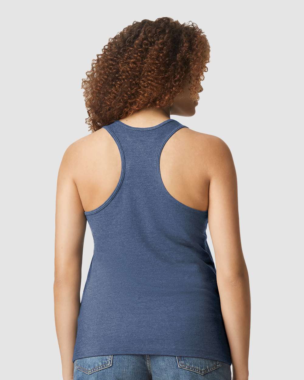 Women's Softstyle® CVC Racerback Tank Top - OnModelBack - B02160653 - Navy Mist