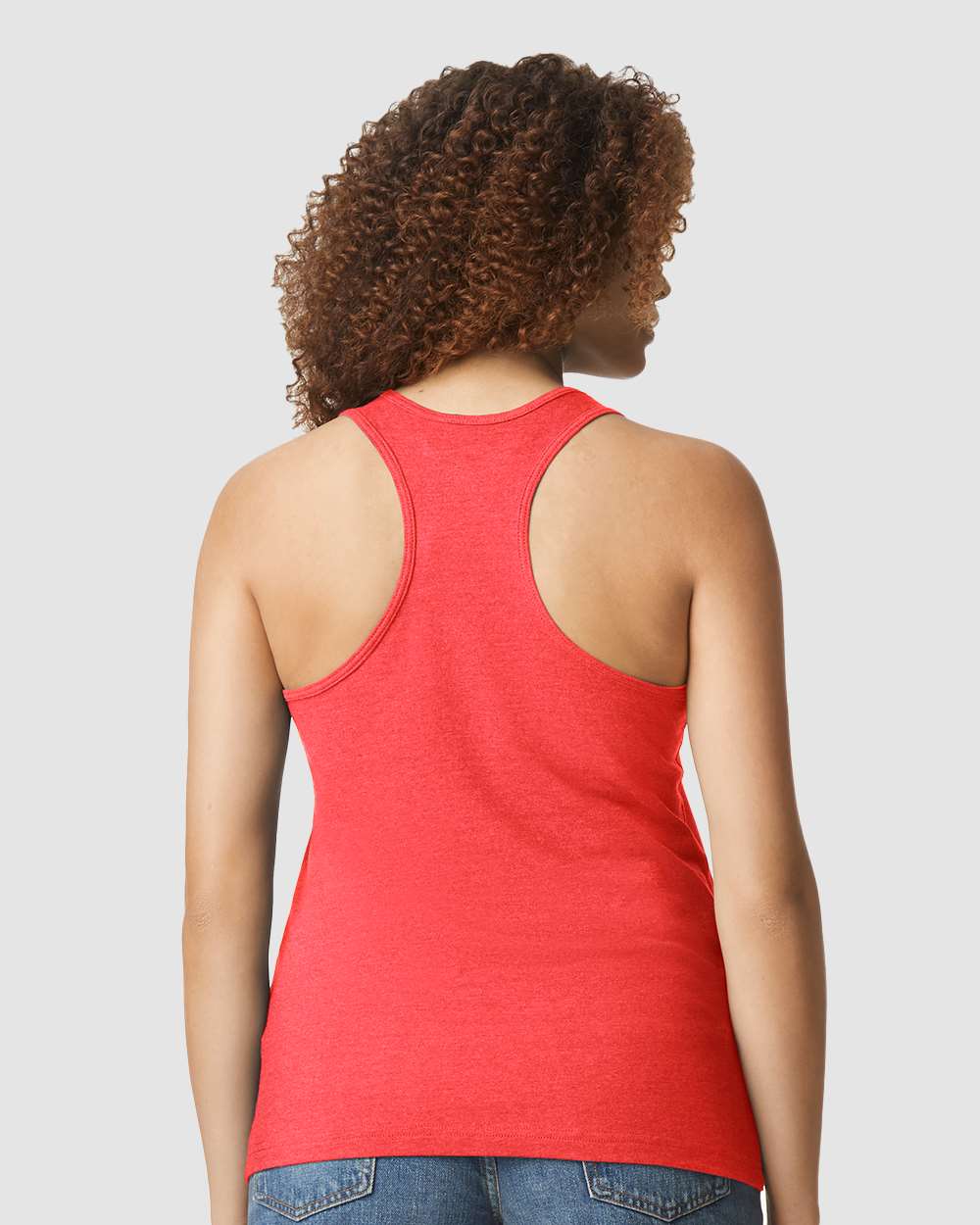 Women's Softstyle® CVC Racerback Tank Top - OnModelBack - B02160703 - Red Mist