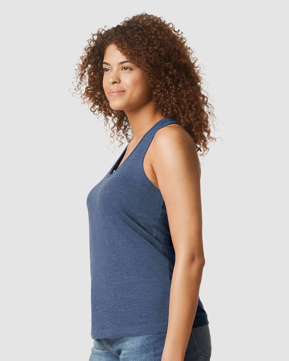 Women's Softstyle® CVC Racerback Tank Top - OnModelSide - B02160653 - Navy Mist