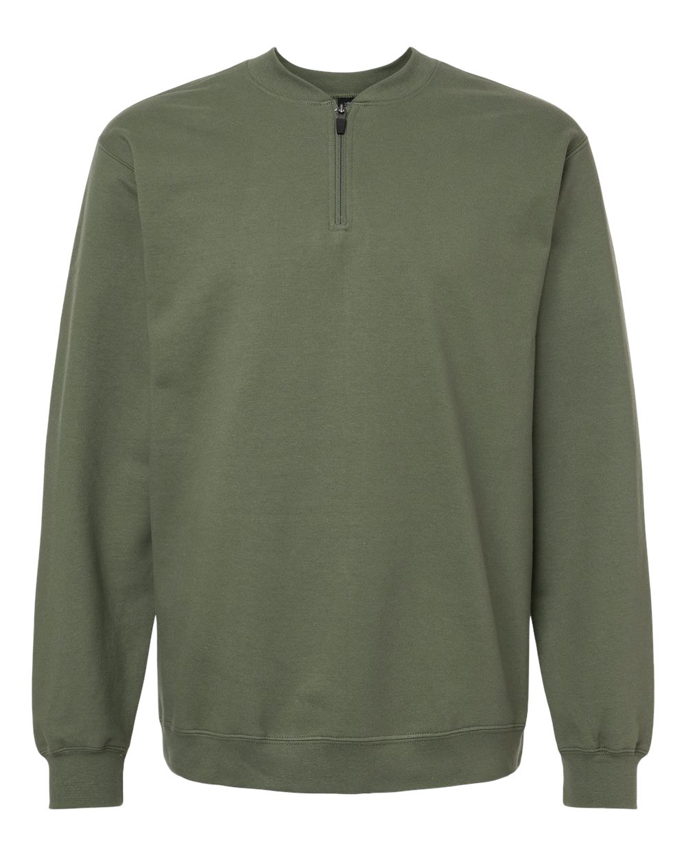 Unisex Softstyle® Midweight 1/4 Zip Sweatshirt - Front - B02660063 - Military Green
