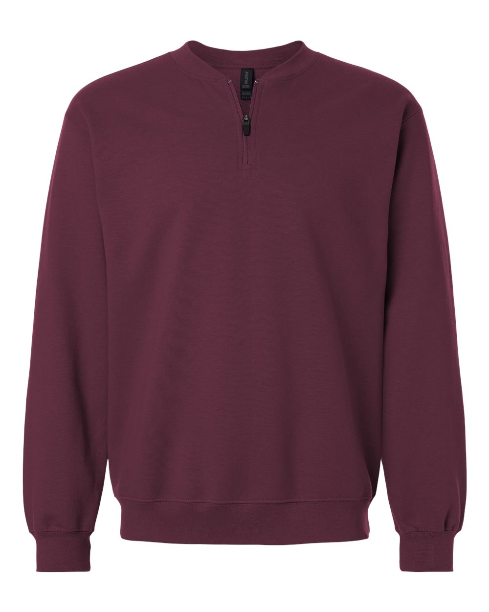 Unisex Softstyle® Midweight 1/4 Zip Sweatshirt - Front - B02660533 - Maroon