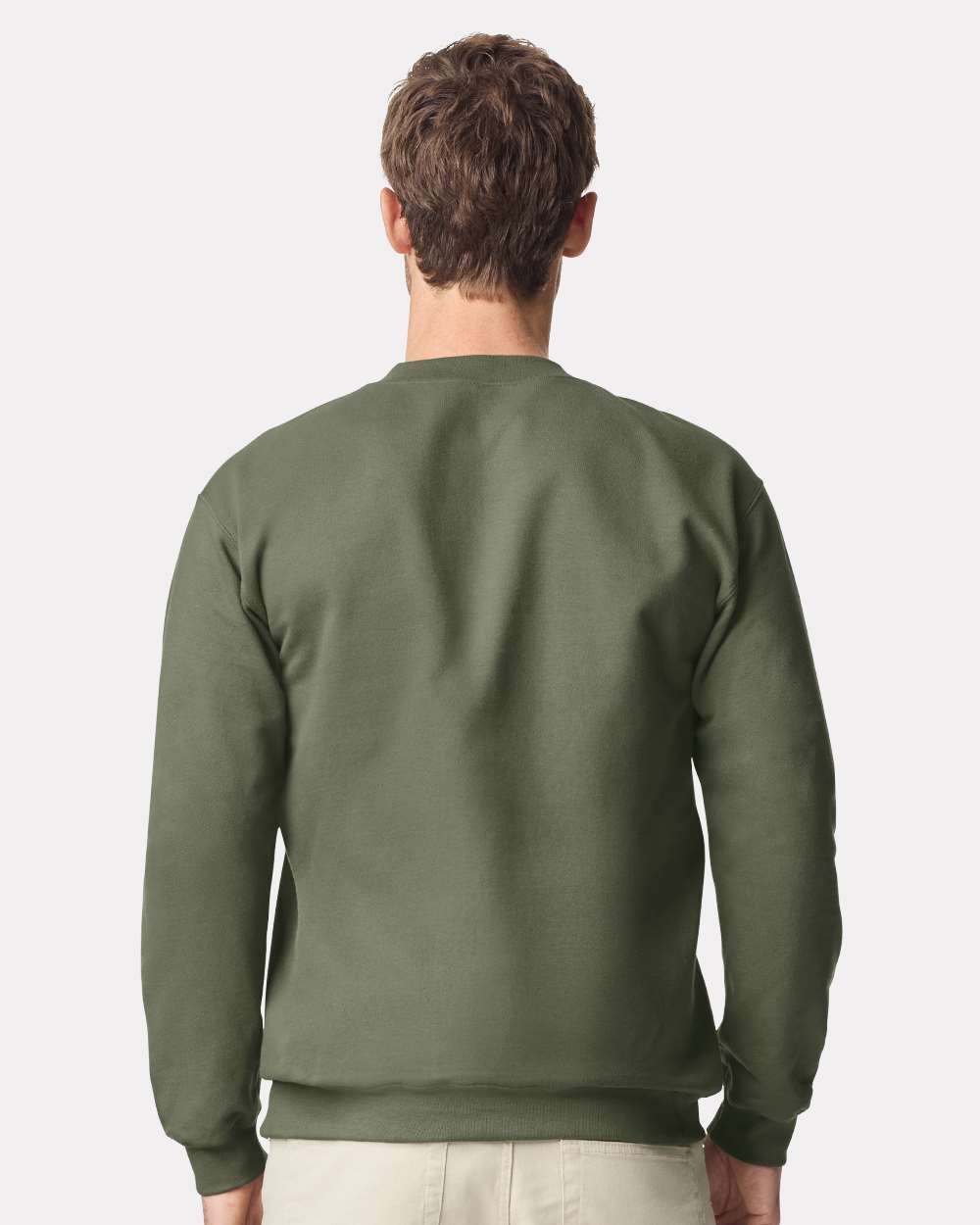 Unisex Softstyle® Midweight 1/4 Zip Sweatshirt - OnModelBack - B02660063 - Military Green