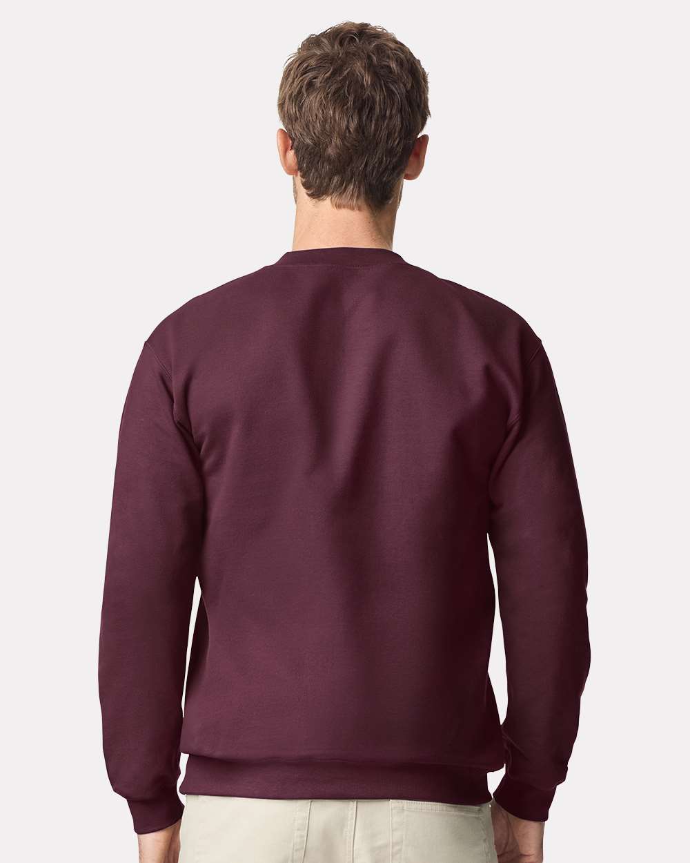 Unisex Softstyle® Midweight 1/4 Zip Sweatshirt - OnModelBack - B02660533 - Maroon