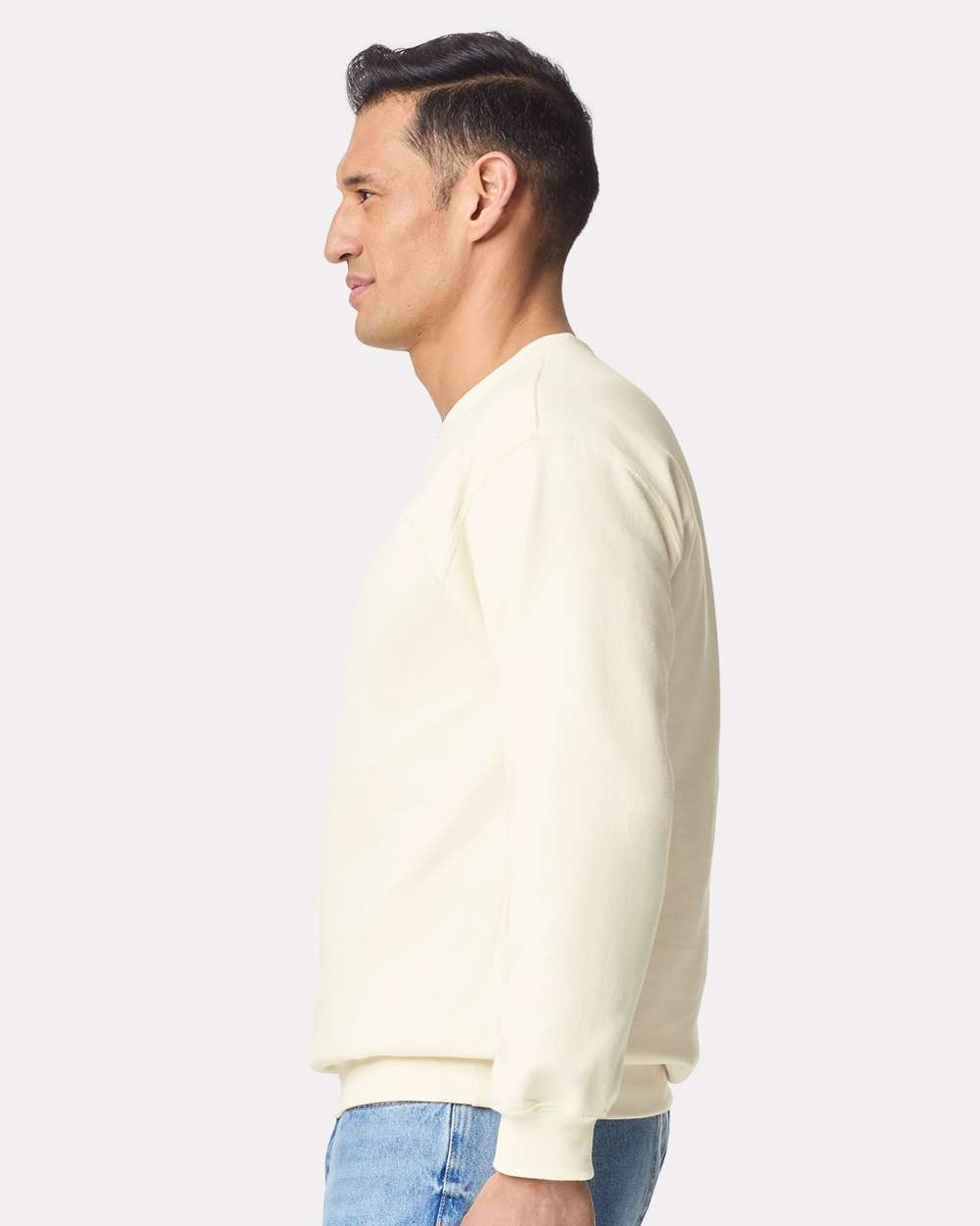 Unisex Softstyle® Midweight 1/4 Zip Sweatshirt - OnModelSide - B02660023 - Off White