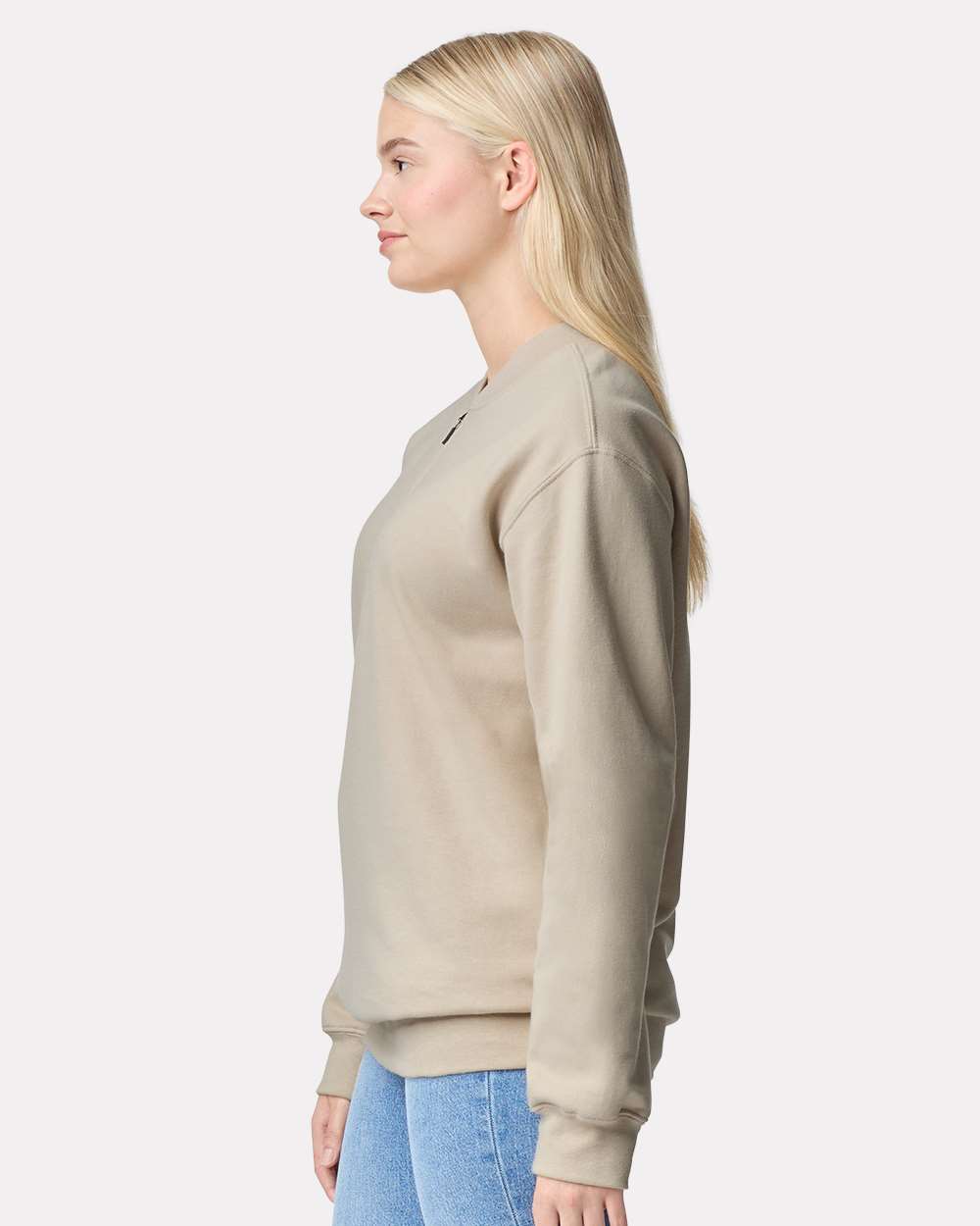 Unisex Softstyle® Midweight 1/4 Zip Sweatshirt - OnModelSide - B02660243 - Sand