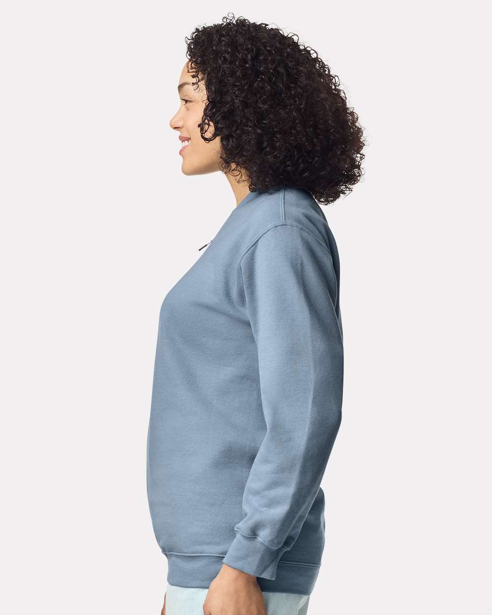 Unisex Softstyle® Midweight 1/4 Zip Sweatshirt - OnModelSide - B02660253 - Stone Blue