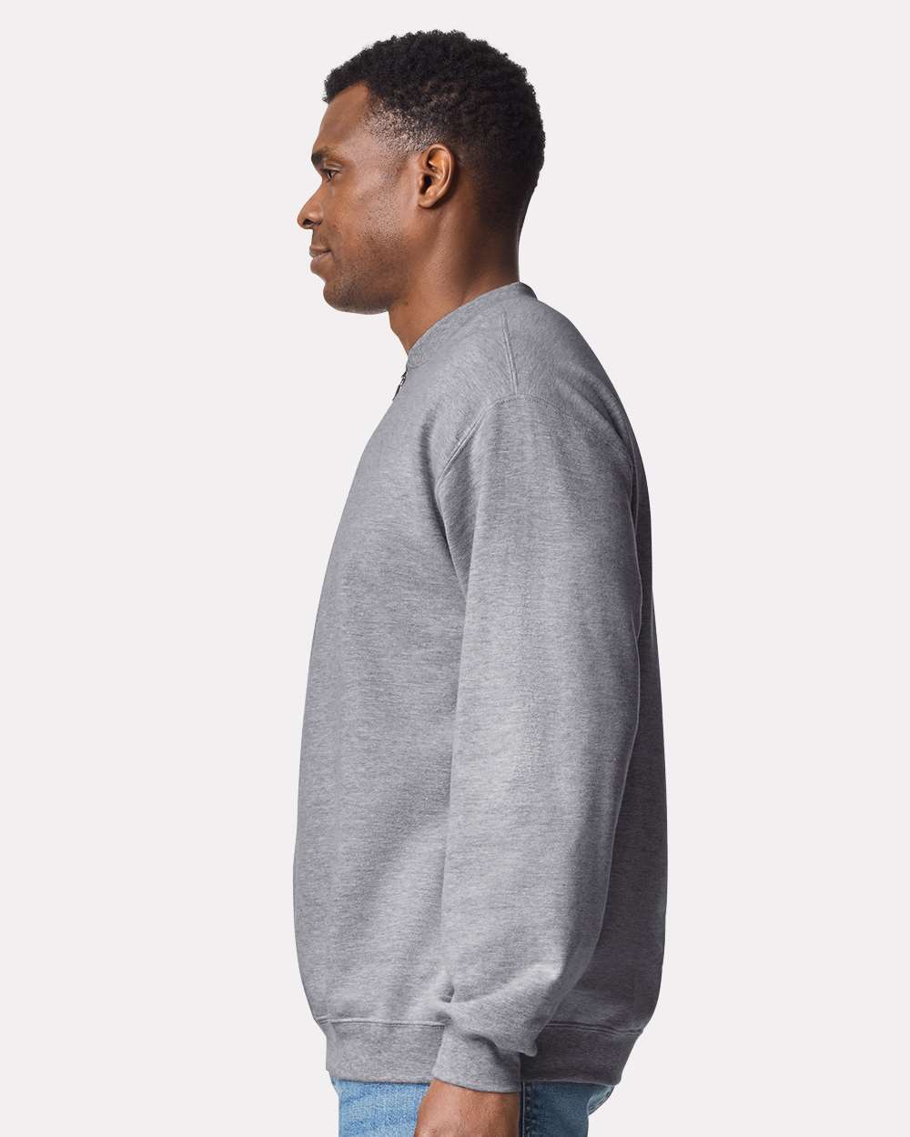 Unisex Softstyle® Midweight 1/4 Zip Sweatshirt - OnModelSide - B02660583 - Sport Grey