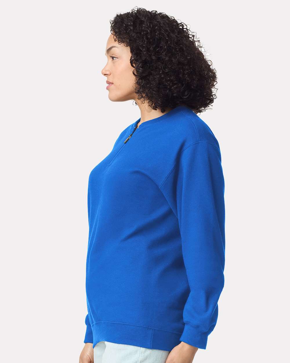 Unisex Softstyle® Midweight 1/4 Zip Sweatshirt - OnModelSide - B02660753 - Royal