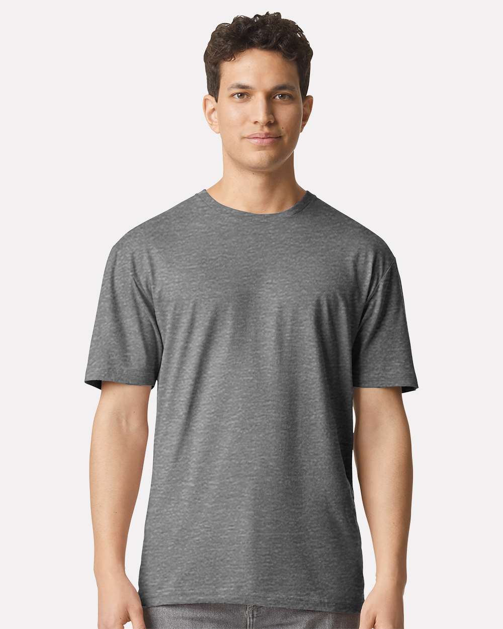 Unisex Light Cotton T-Shirt - OnModelFront - B02860092 - Graphite Heather
