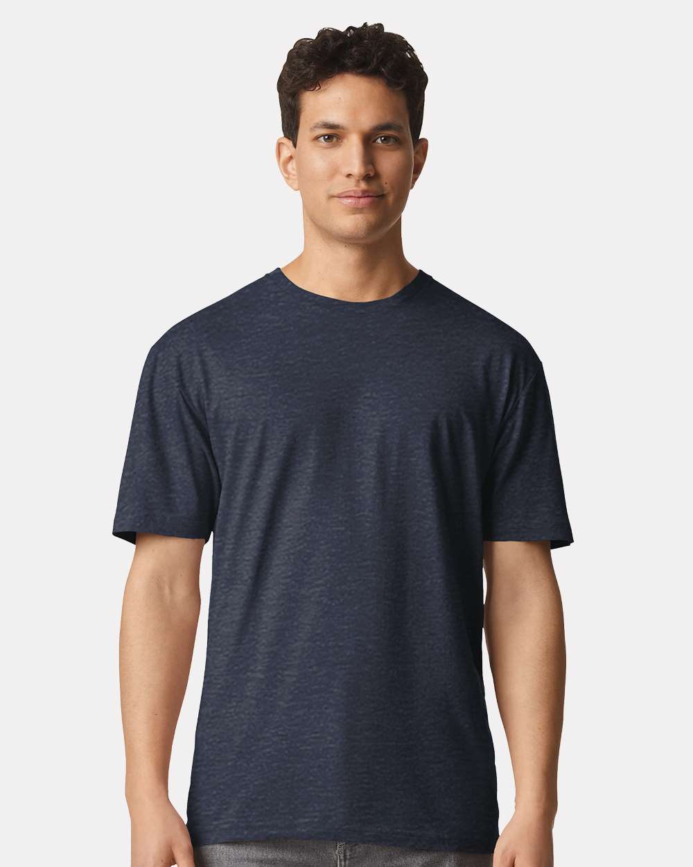Unisex Light Cotton T-Shirt - OnModelFront - B02860102 - Heather Navy