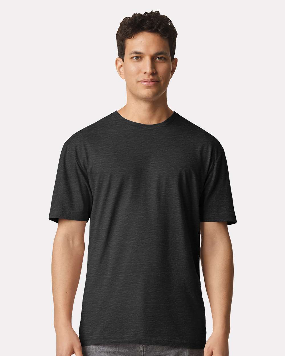 Unisex Light Cotton T-Shirt - OnModelFront - B02860222 - Heather Dark Grey