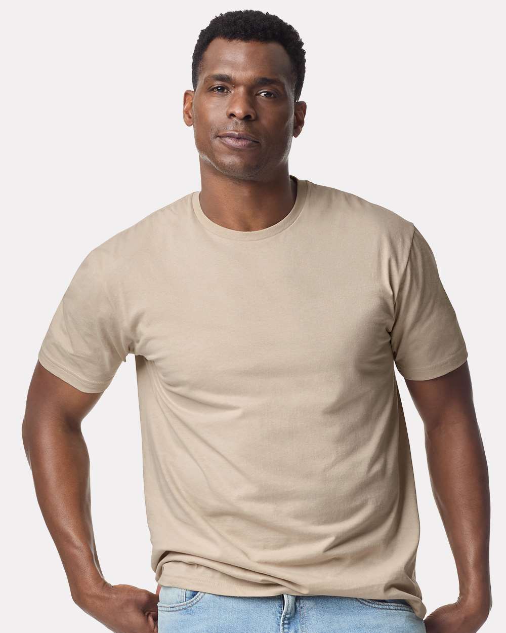Unisex Light Cotton T-Shirt - OnModelFront - B02860242 - Sand