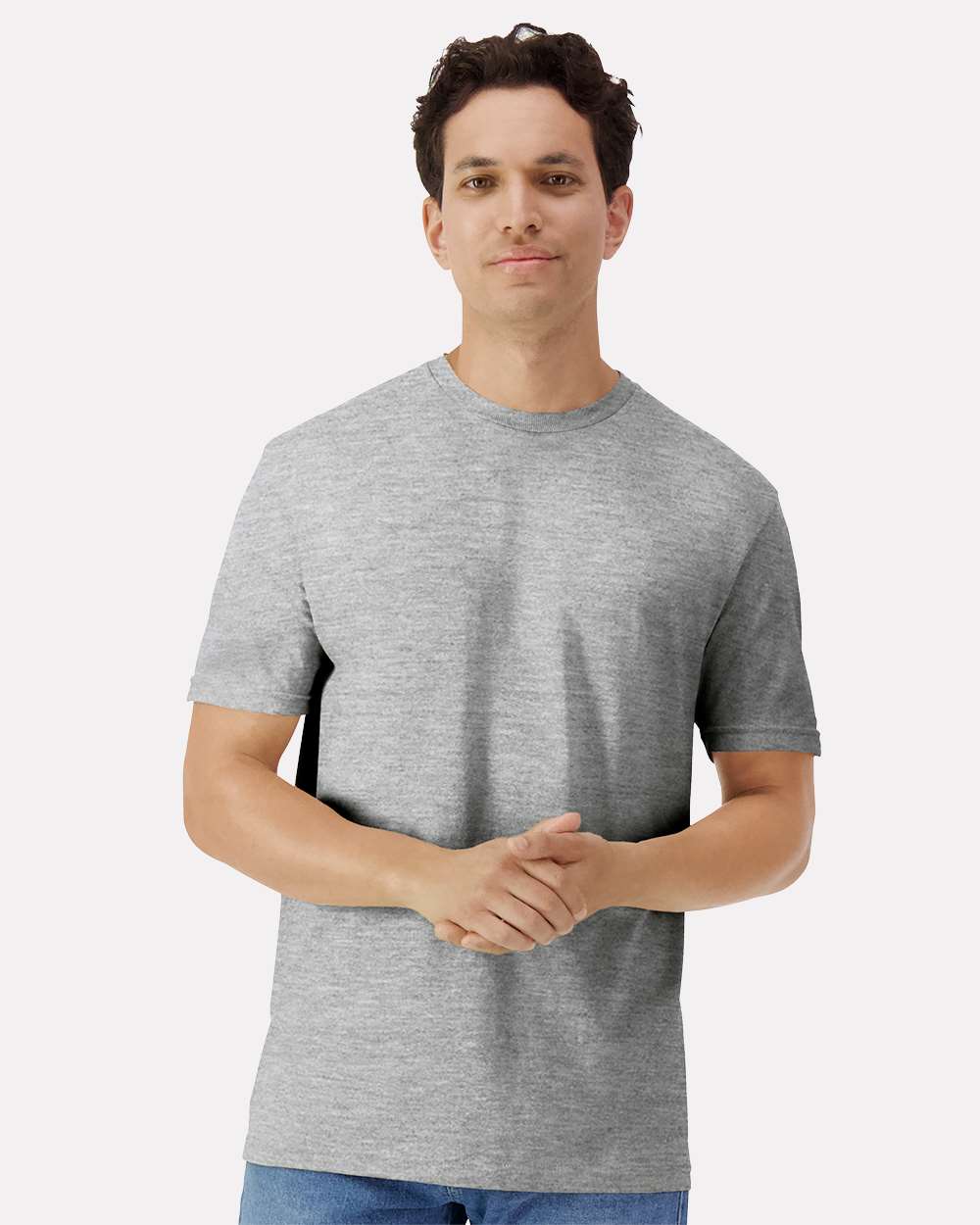 Unisex Light Cotton T-Shirt - OnModelFront - B02860382 - Sport Grey