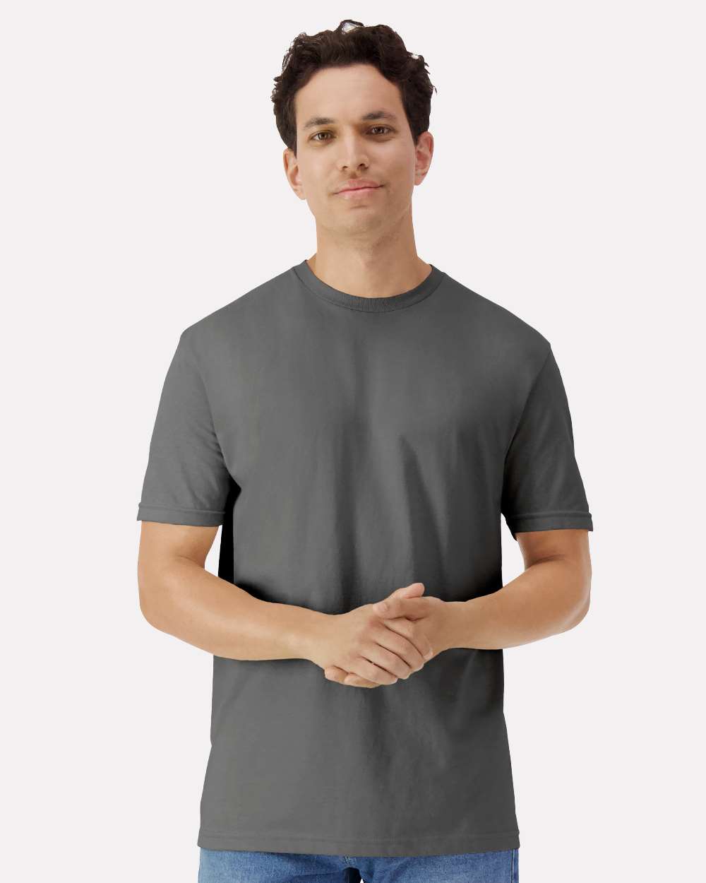 Unisex Light Cotton T-Shirt - OnModelFront - B02860592 - Charcoal
