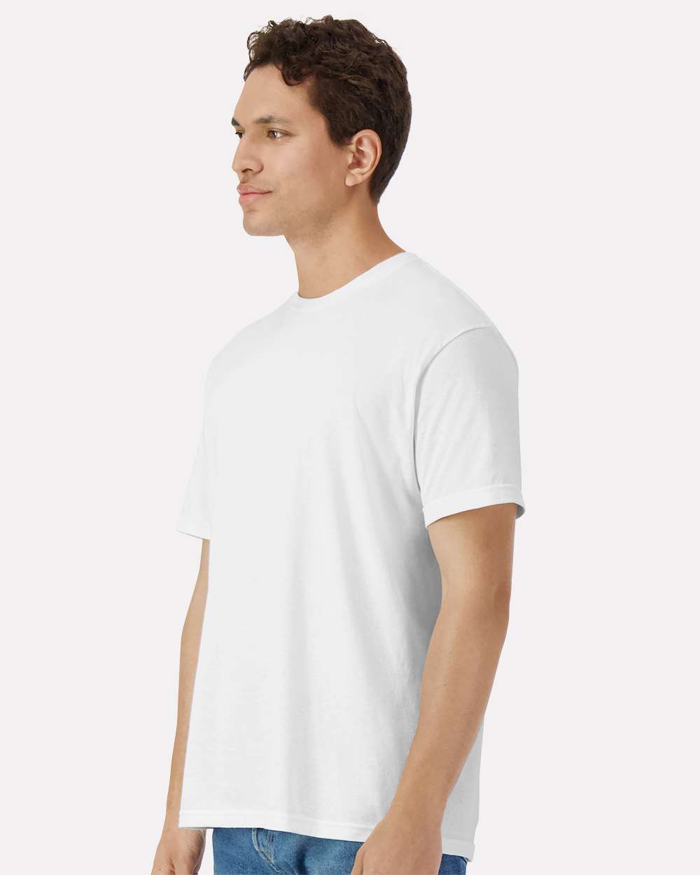 Unisex Light Cotton T-Shirt - OnModelSide - B02860002 - White