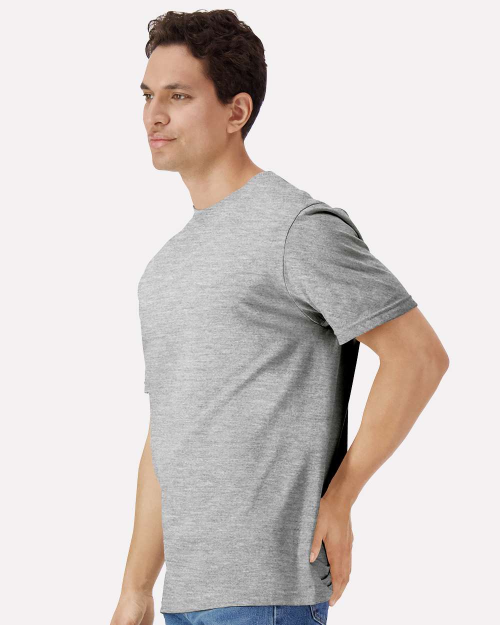 Unisex Light Cotton T-Shirt - OnModelSide - B02860382 - Sport Grey