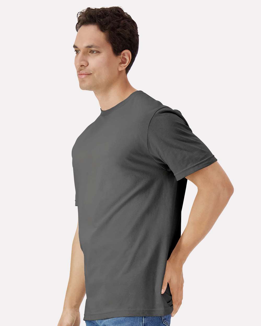 Unisex Light Cotton T-Shirt - OnModelSide - B02860592 - Charcoal