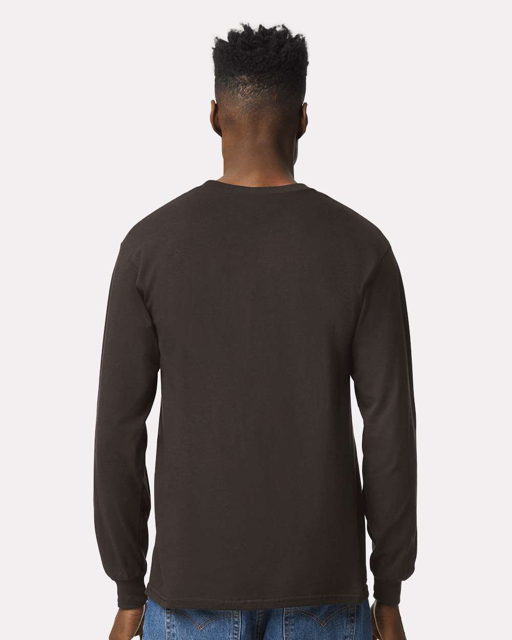 Ultra Cotton® Long Sleeve T-Shirt - OnModelBack - B06060053 - Dark Chocolate