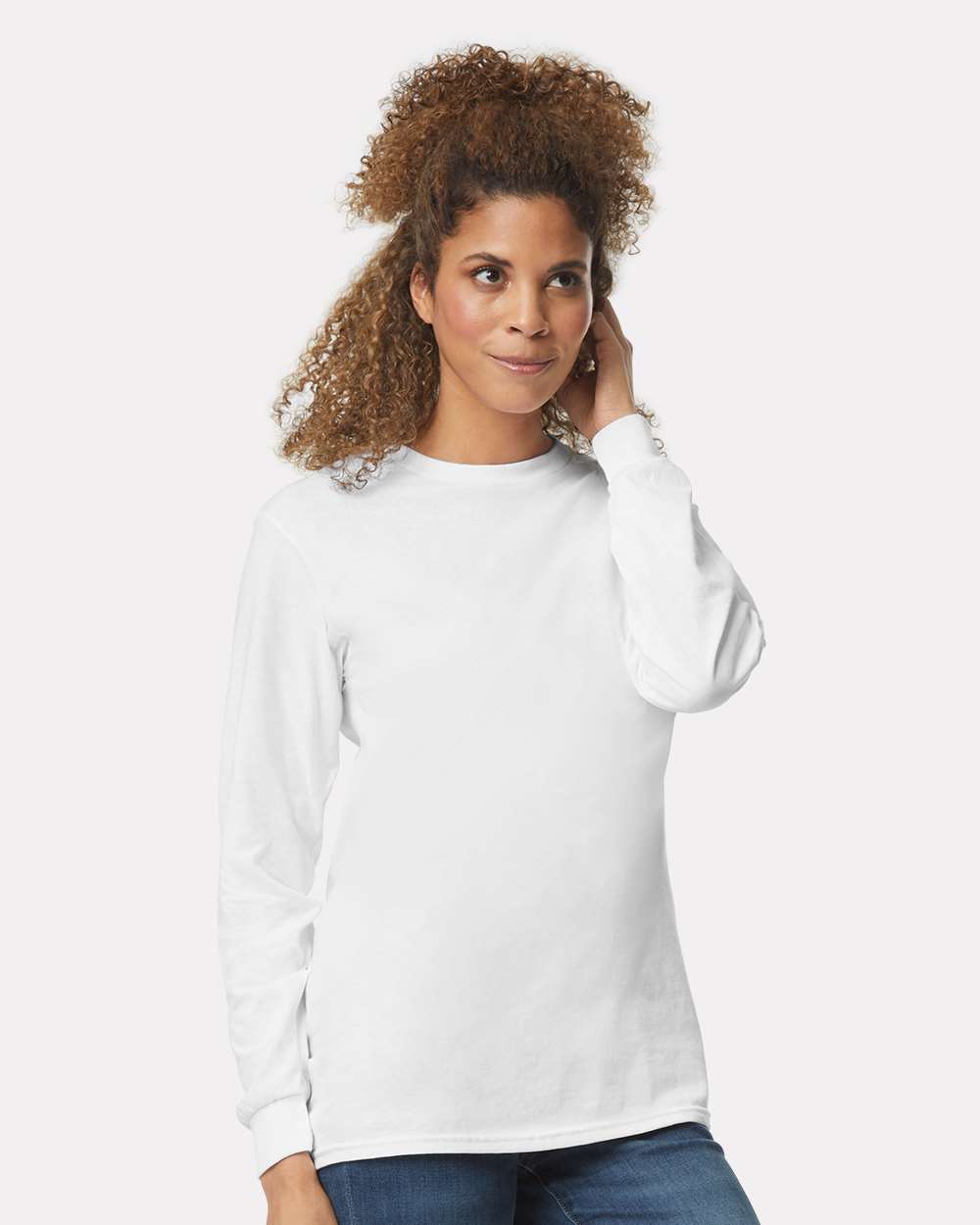 Ultra Cotton® Long Sleeve T-Shirt - OnModelFront - B06060003 - White