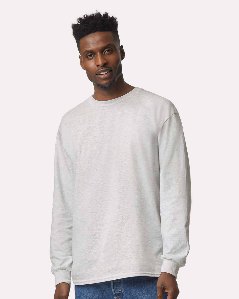 Ultra Cotton® Long Sleeve T-Shirt - OnModelFront - B06060023 - Ash