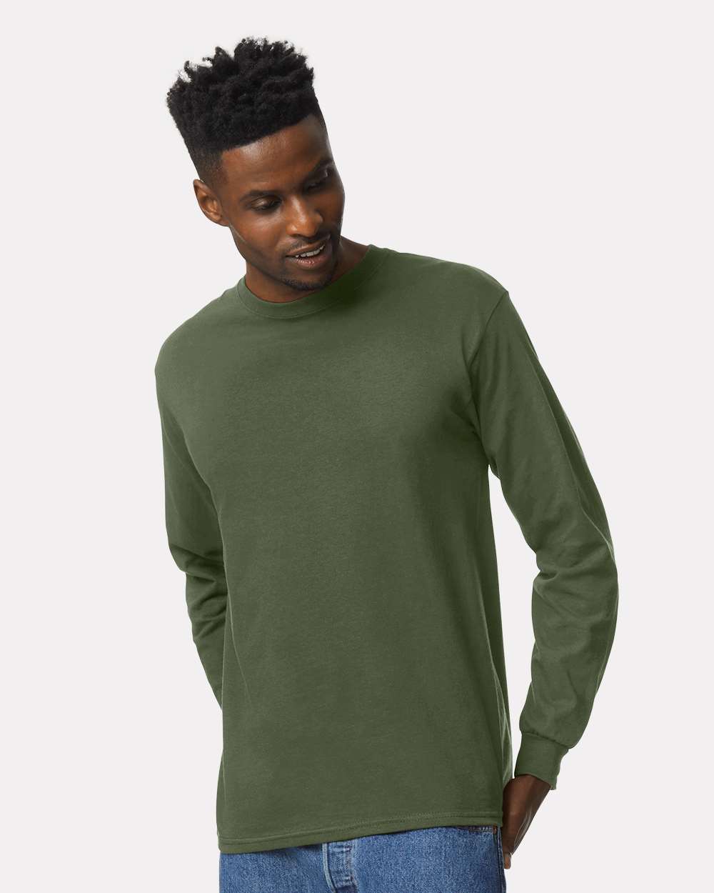 Ultra Cotton® Long Sleeve T-Shirt - OnModelFront - B06060063 - Military Green