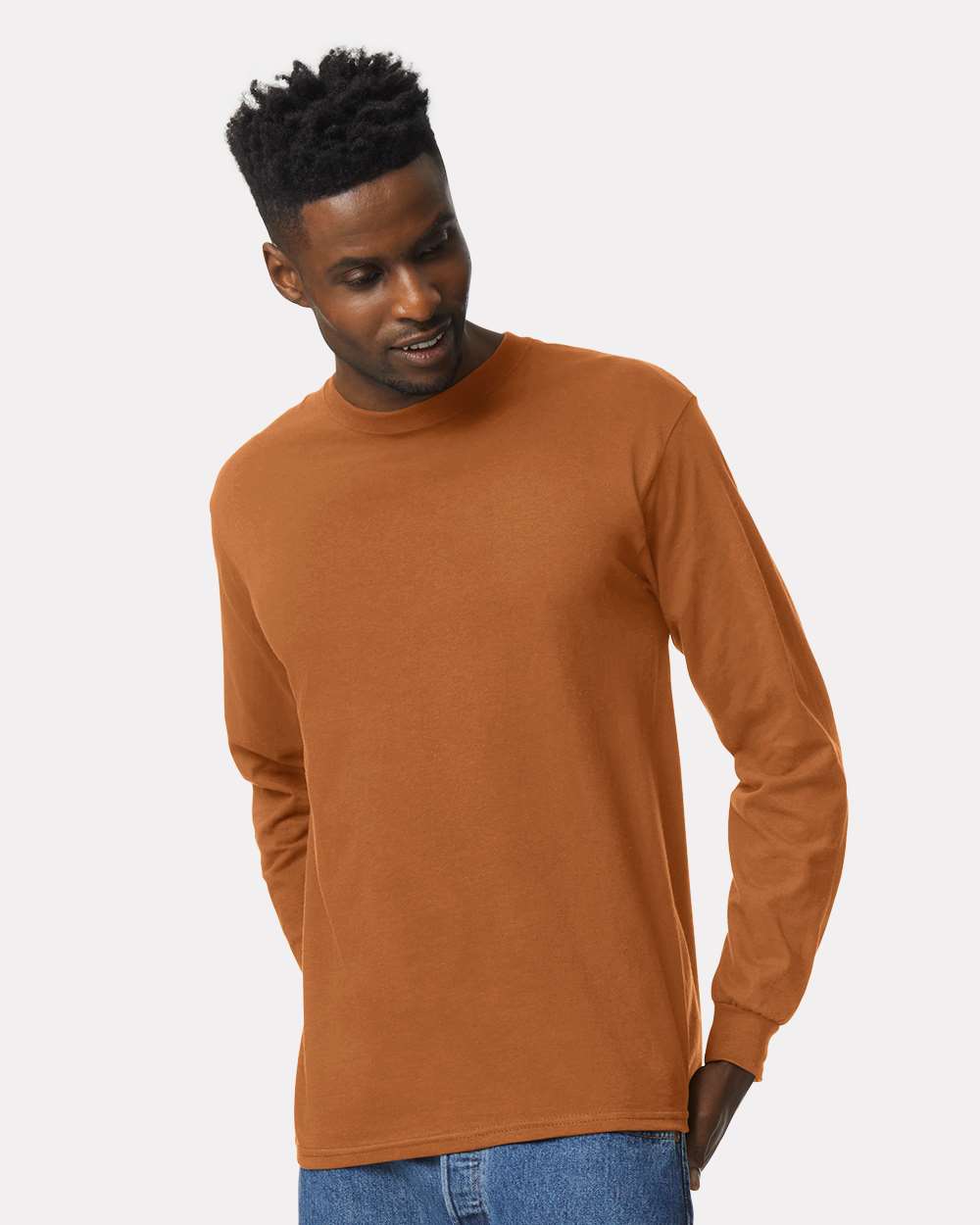 Ultra Cotton® Long Sleeve T-Shirt - OnModelFront - B06060323 - Texas Orange