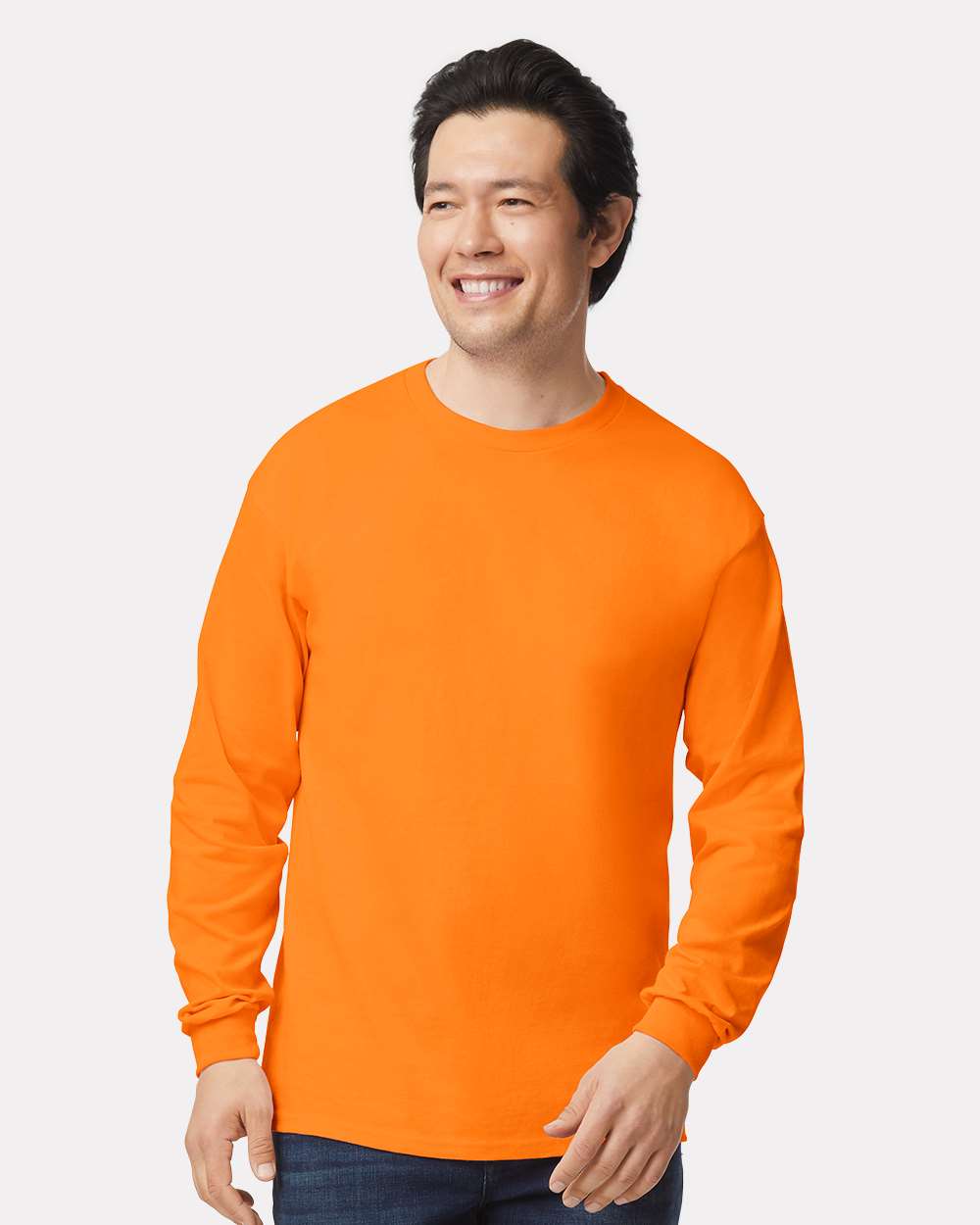 Ultra Cotton® Long Sleeve T-Shirt - OnModelFront - B06060333 - Safety Orange