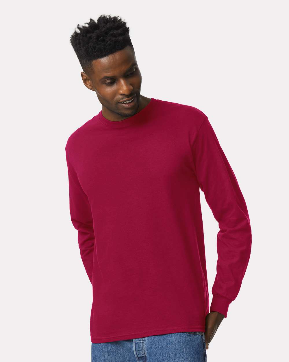 Ultra Cotton® Long Sleeve T-Shirt - OnModelFront - B06060523 - Cardinal Red