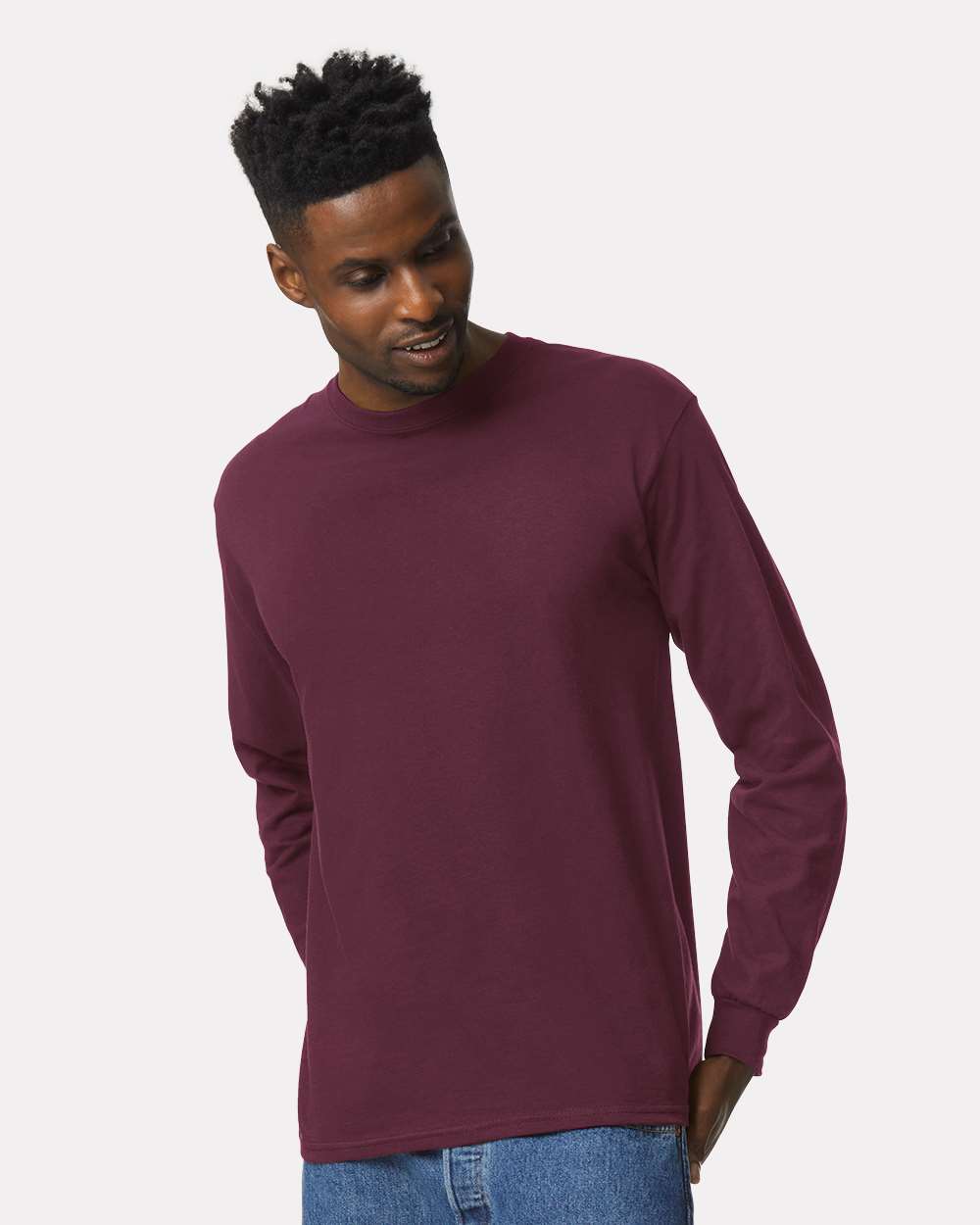Ultra Cotton® Long Sleeve T-Shirt - OnModelFront - B06060533 - Maroon