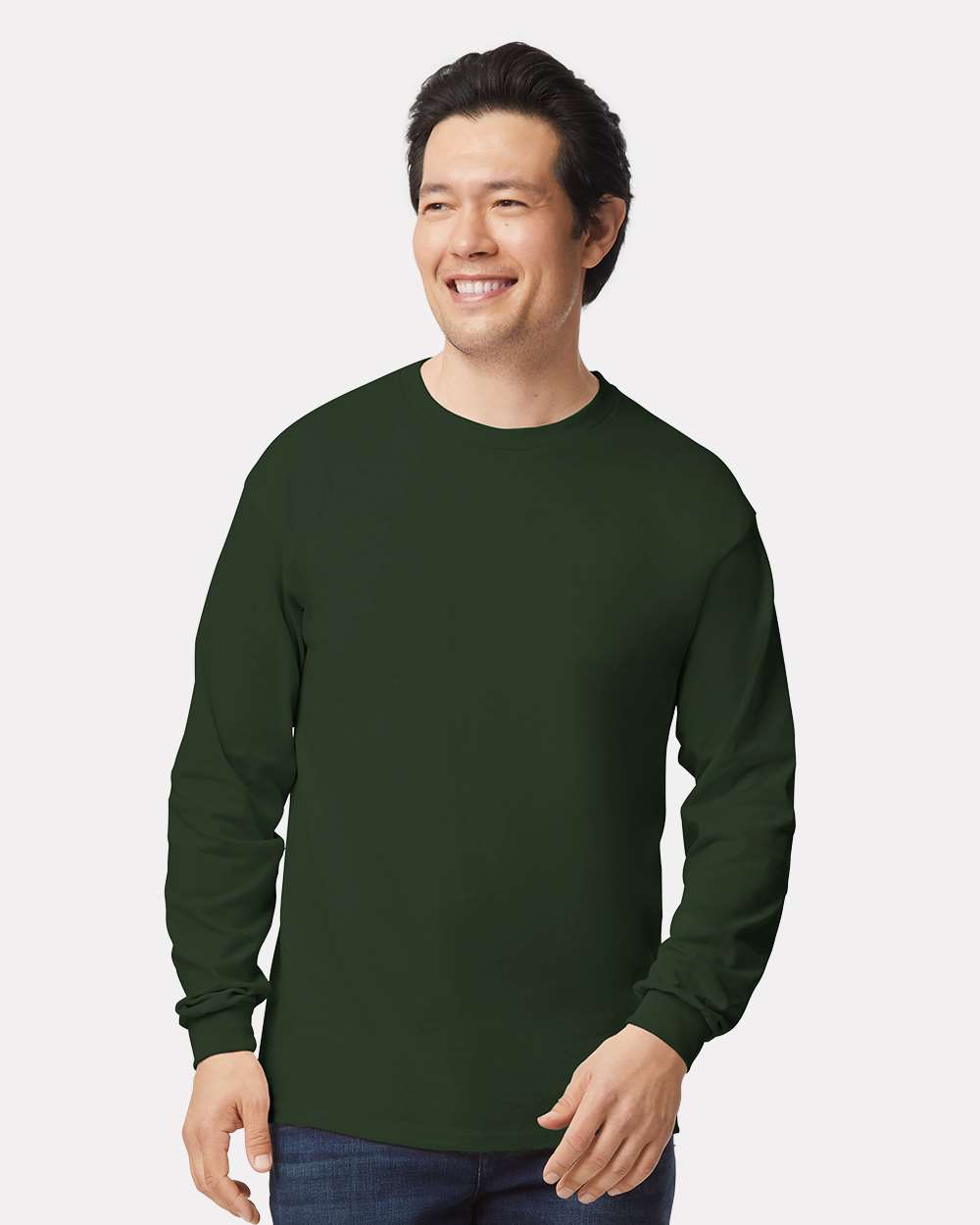 Ultra Cotton® Long Sleeve T-Shirt - OnModelFront - B06060543 - Forest Green