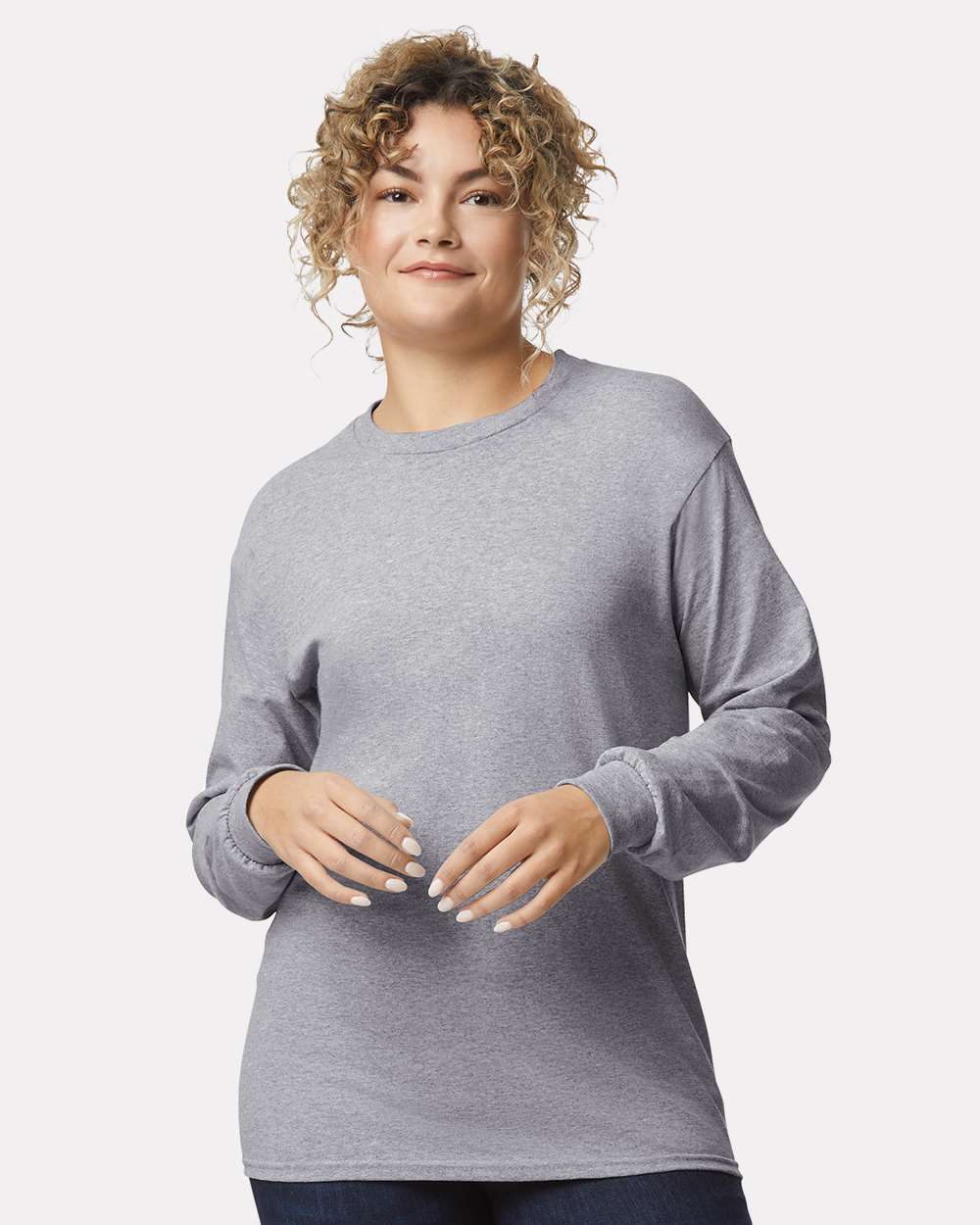Ultra Cotton® Long Sleeve T-Shirt - OnModelFront - B06060583 - Sport Grey