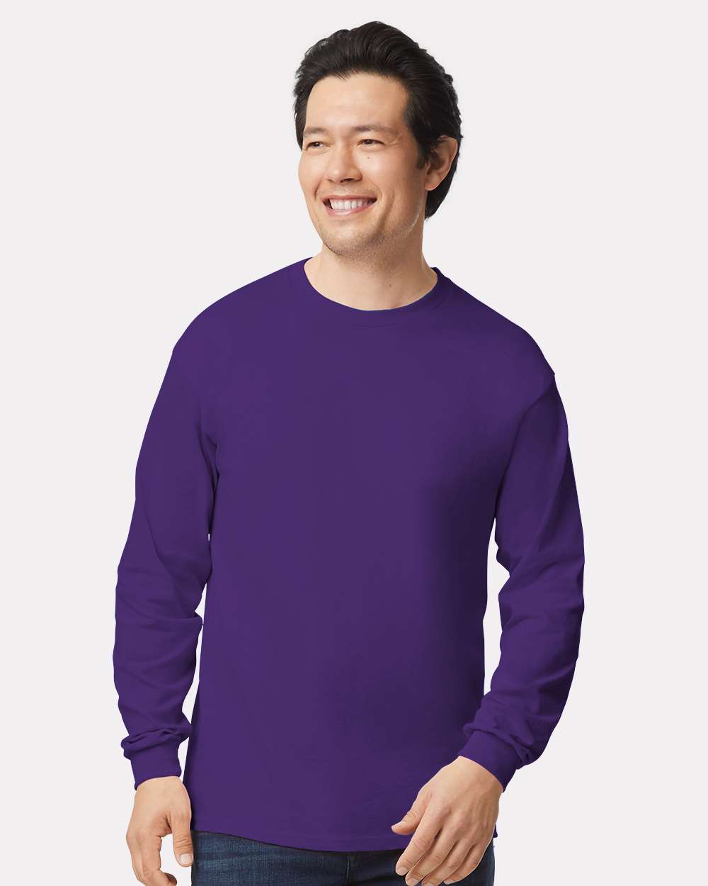 Ultra Cotton® Long Sleeve T-Shirt - OnModelFront - B06060673 - Purple