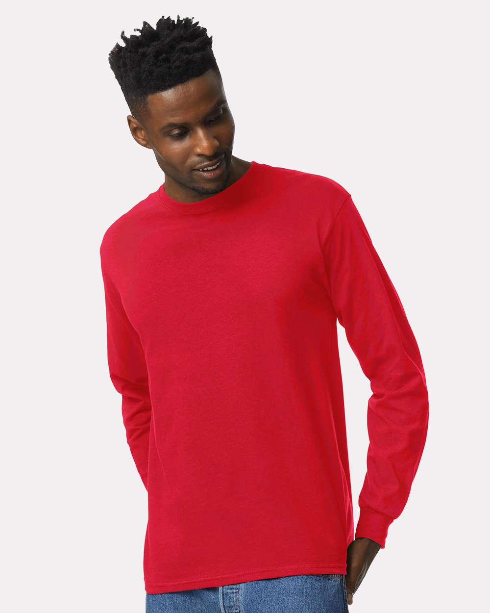 Ultra Cotton® Long Sleeve T-Shirt - OnModelFront - B06060703 - Red