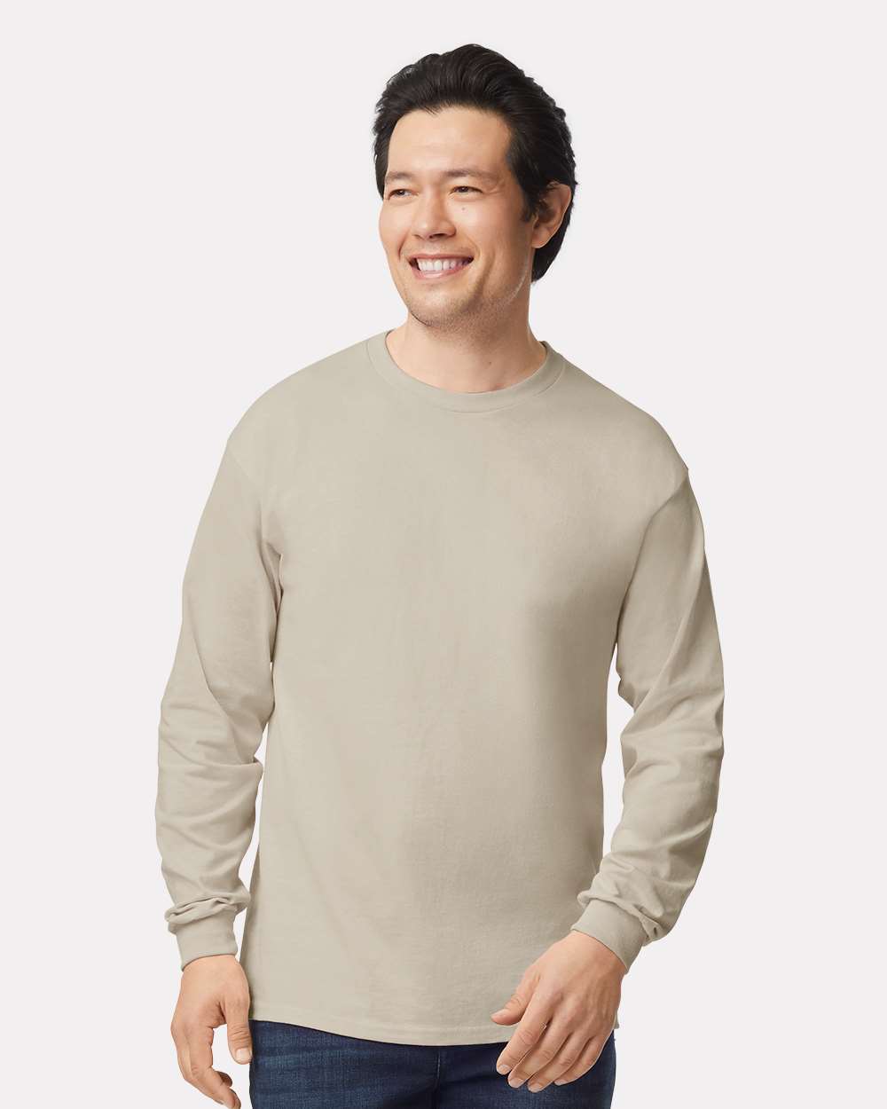 Ultra Cotton® Long Sleeve T-Shirt - OnModelFront - B06060733 - Sand