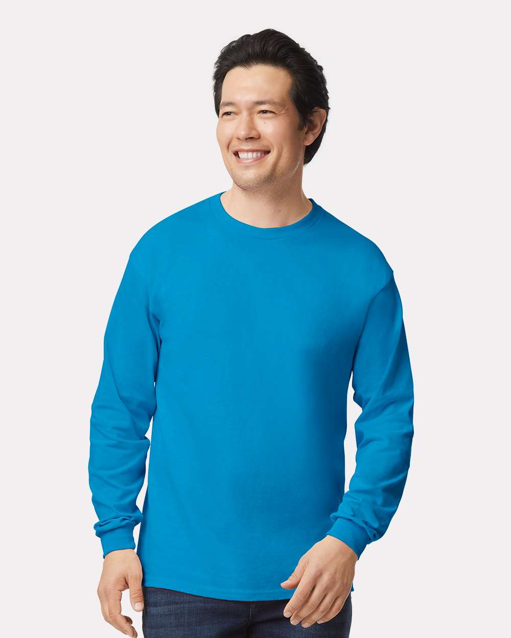 Ultra Cotton® Long Sleeve T-Shirt - OnModelFront - B06060763 - Sapphire