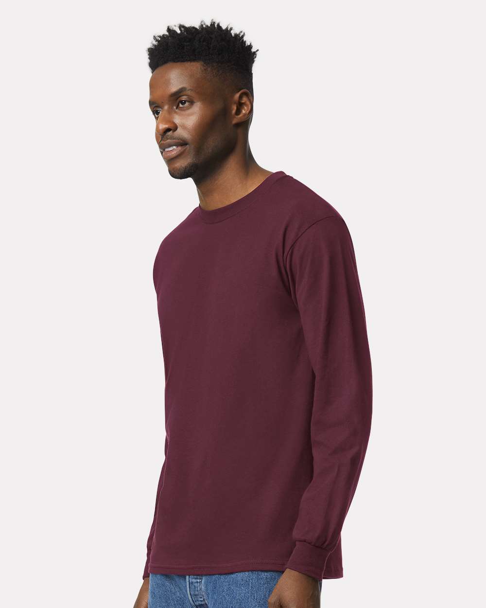 Ultra Cotton® Long Sleeve T-Shirt - OnModelSide - B06060533 - Maroon