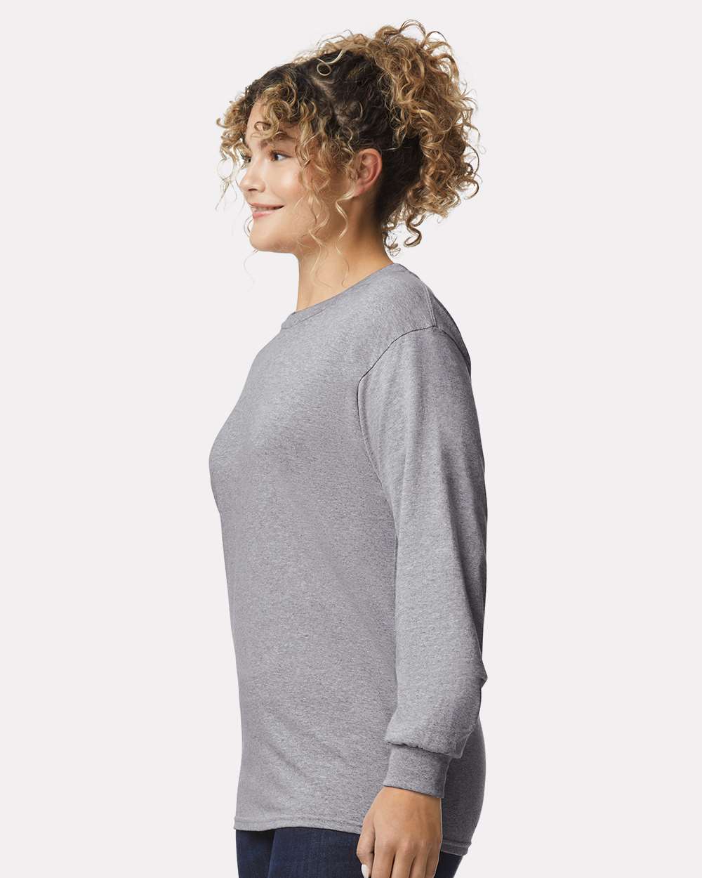 Ultra Cotton® Long Sleeve T-Shirt - OnModelSide - B06060583 - Sport Grey