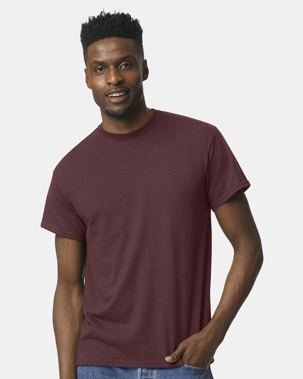 Unisex DryBlend® T-Shirt - OnModelFront - B06560523 - Dark Maroon