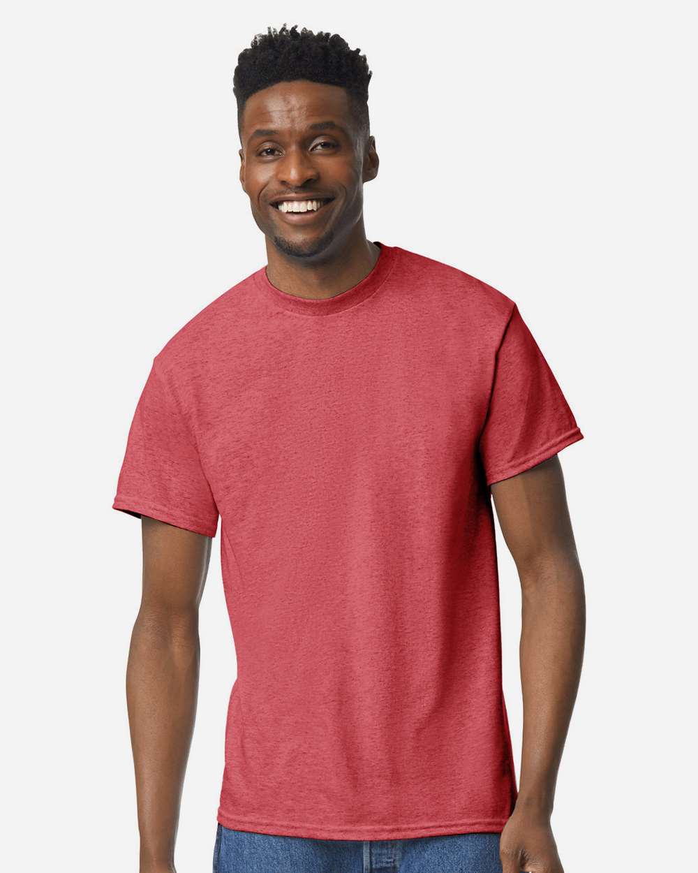 Unisex DryBlend® T-Shirt - OnModelFront - B06560723 - Heather Scarlet Red
