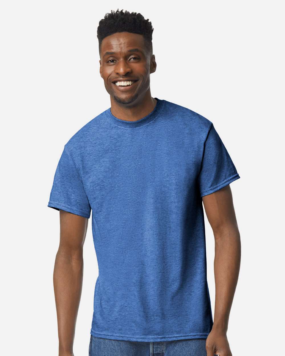 Unisex DryBlend® T-Shirt - OnModelFront - B06560823 - Heather Deep Royal