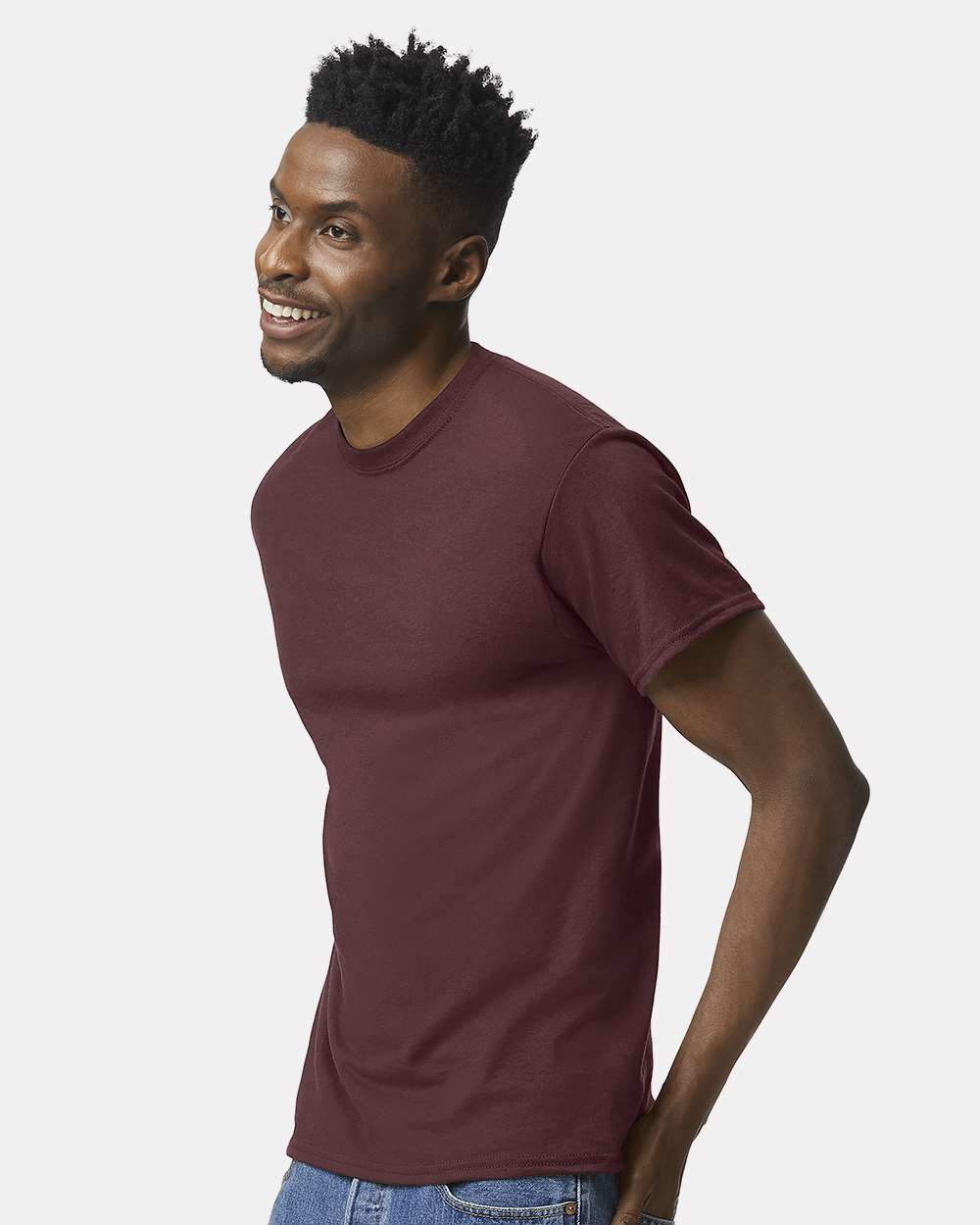 Unisex DryBlend® T-Shirt - OnModelSide - B06560523 - Dark Maroon