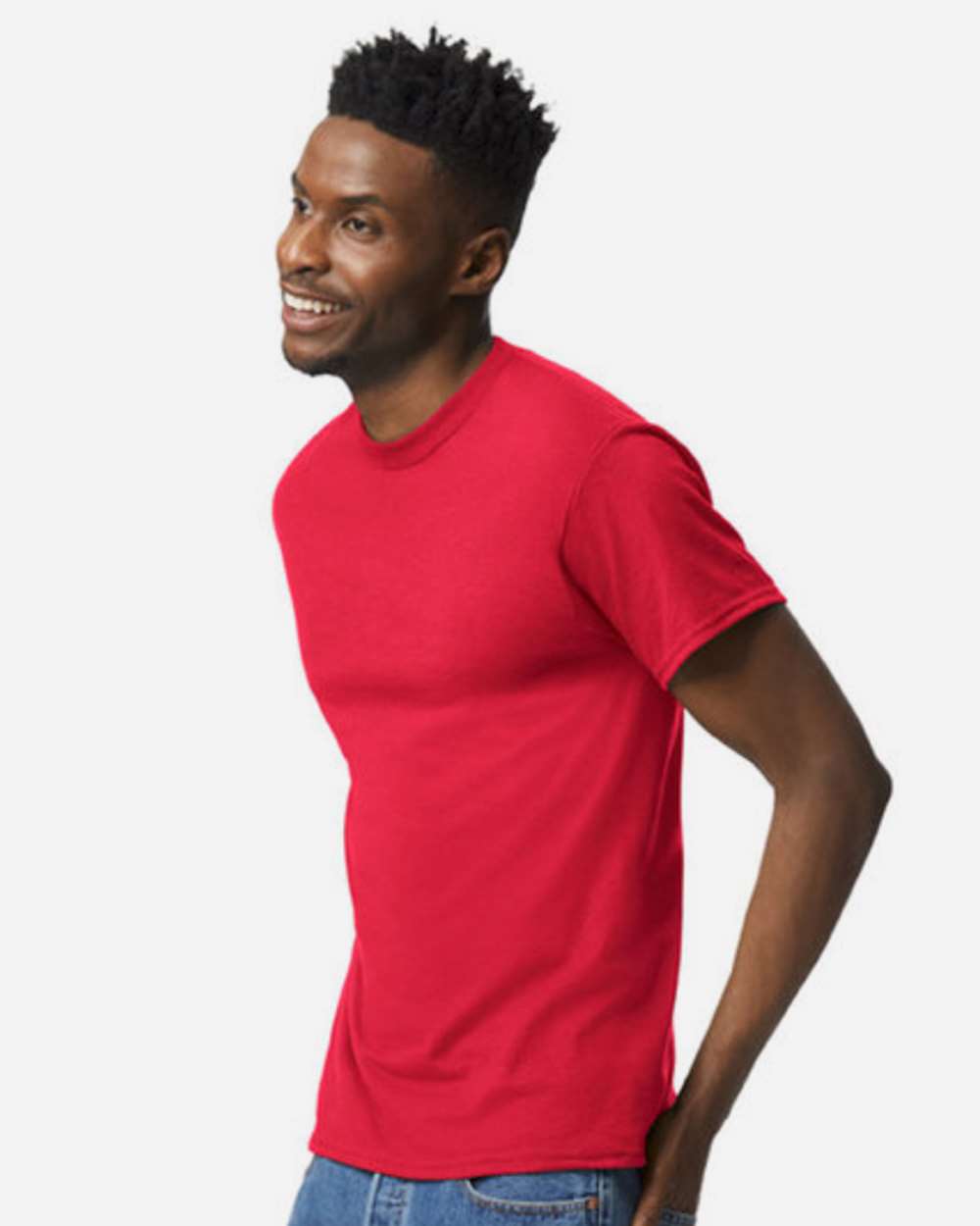 Unisex DryBlend® T-Shirt - OnModelSide - B06560713 - Scarlet Red