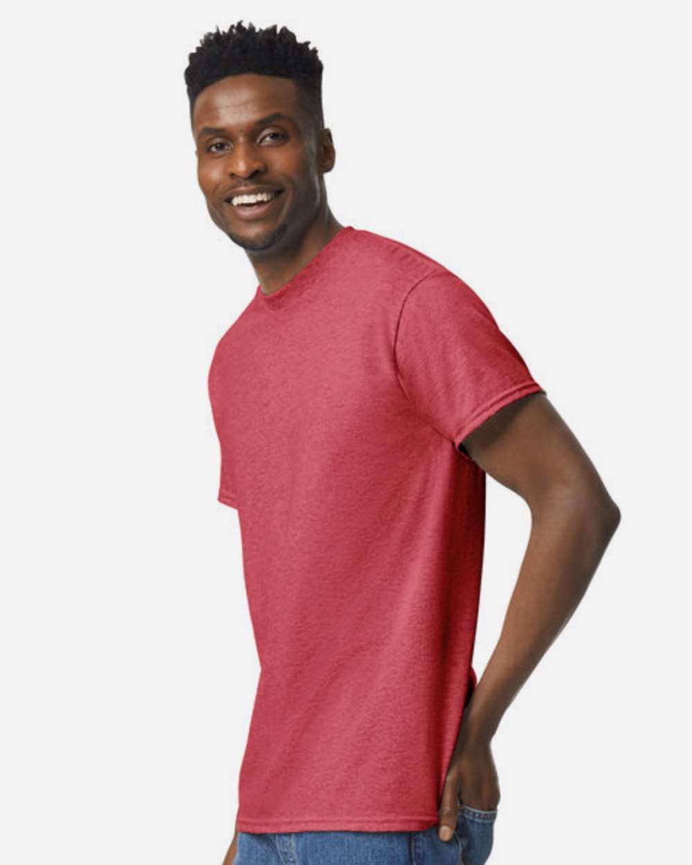 Unisex DryBlend® T-Shirt - OnModelSide - B06560723 - Heather Scarlet Red